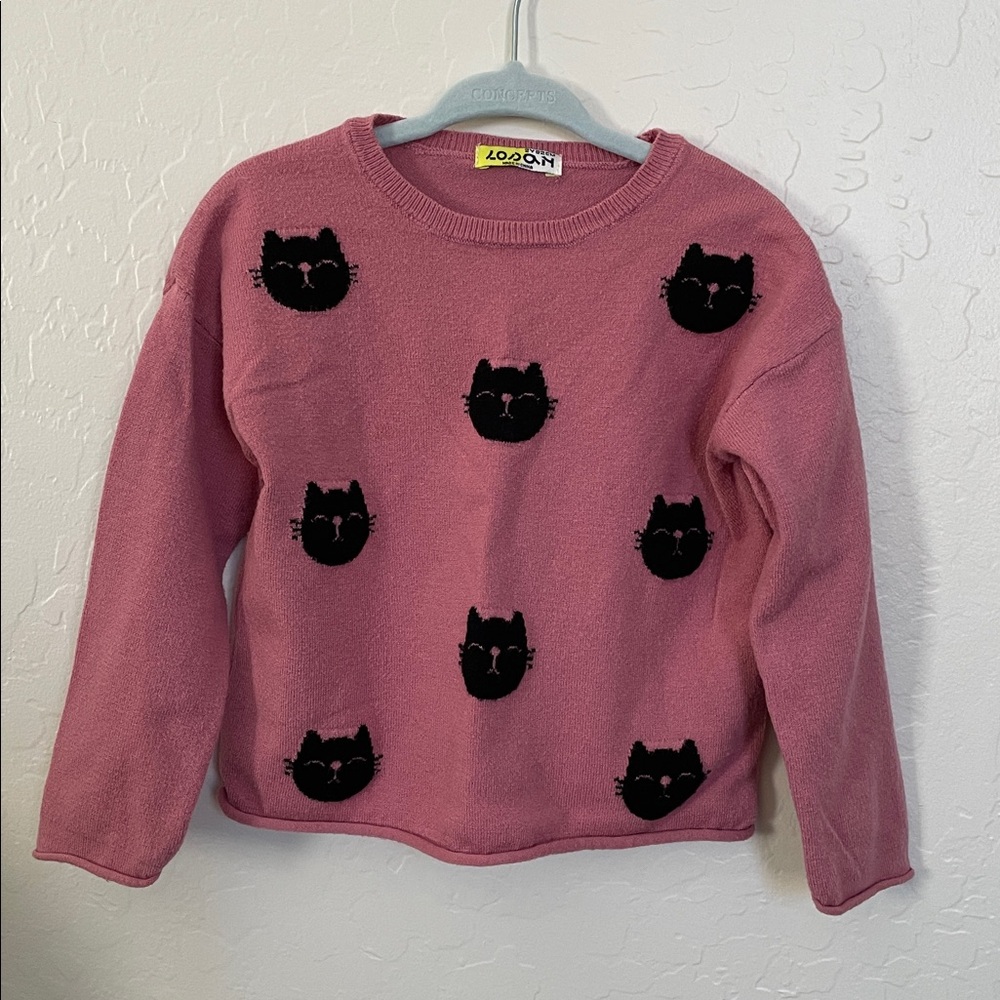 Zoo York Pink and Black Cat Face Sweater